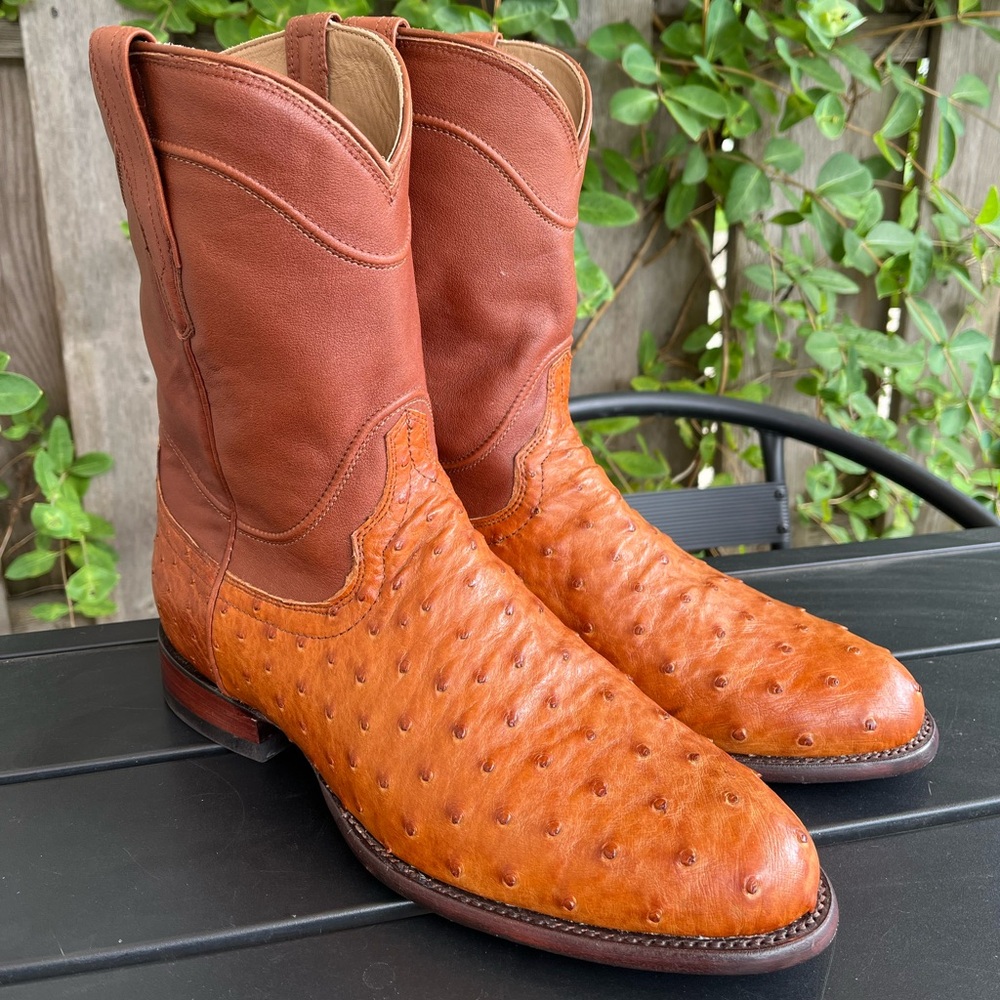 Tecovas Tan Ostrich Leather Roper Cowboy Boots
The Duke